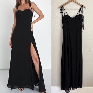 Darling Devotion Black Tie-Strap Maxi Dress